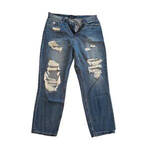 Aeropostale Women's Distressed Cropped Denim Mom Jeans‎ Size 12
